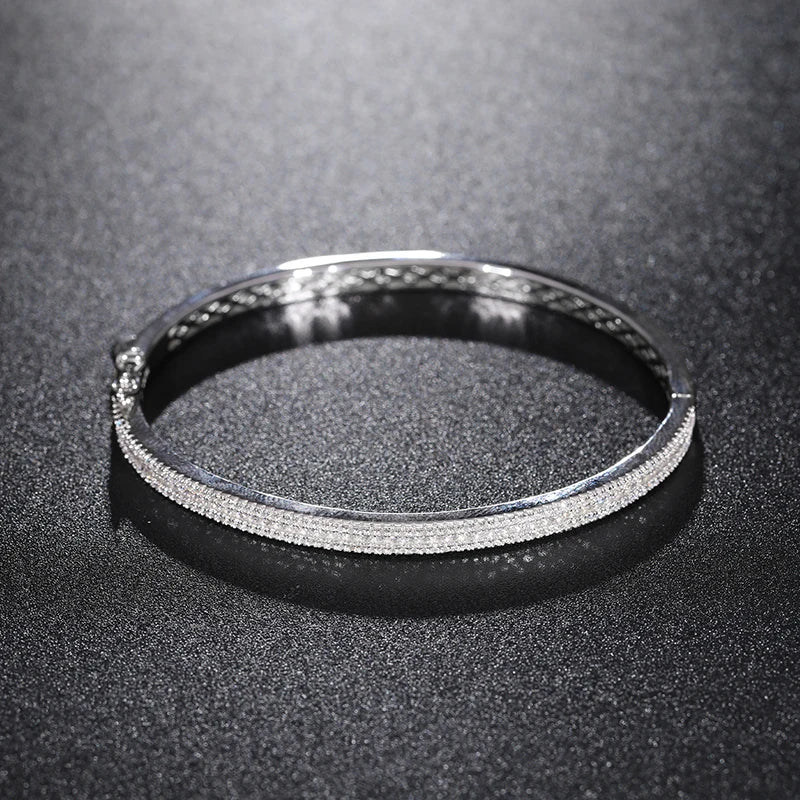 TUHE Luxury Moissanite 925 Silver Hip-Hop Bangle