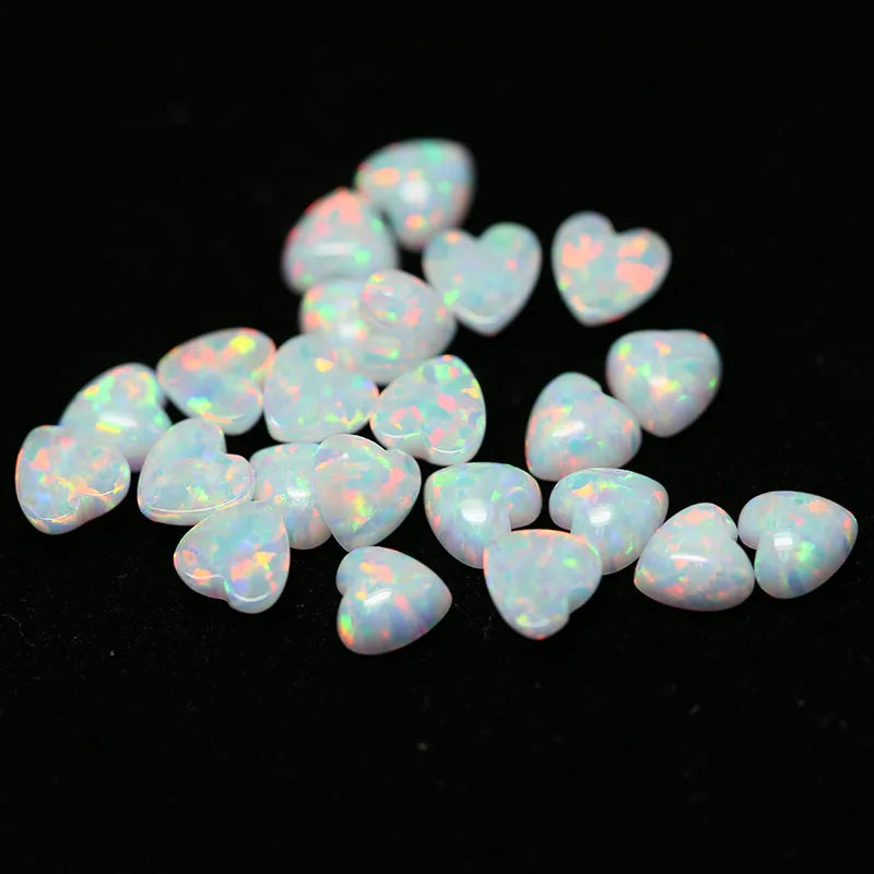 White Heart Shape Cabochon Opal for Jewelry