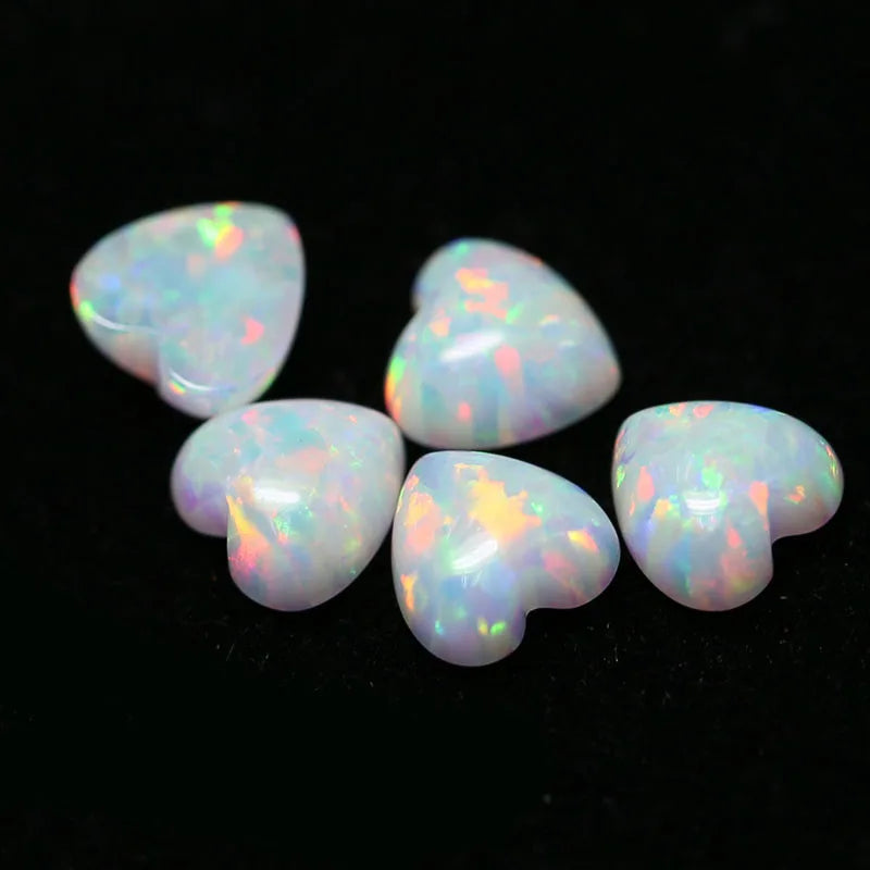 White Heart Shape Cabochon Opal for Jewelry