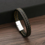 Men's Gold-Plated Leather Bracelet 