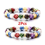 2Pcs 7 Chakra Reiki Healing Crystal Yoga Bracelets 