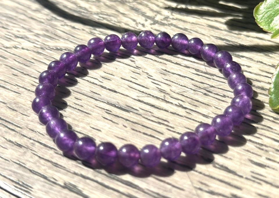 Amethyst Beaded Bracelet (6–8mm)