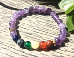 Amethyst 7 Chakra Crystal Bracelet (6–8mm Beads)