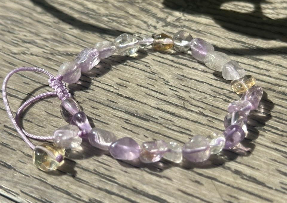 Ametrine Bracelet – Amethyst & Citrine Crystal Beads