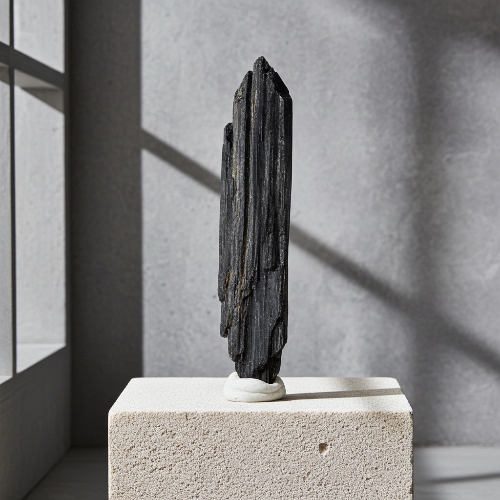 Black Kyanite branch crystal raw stone for spiritual cleansing, grounding, and daily crystal practice.