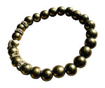 Pyrite Bracelet with Tiger Charm – 8mm Beads