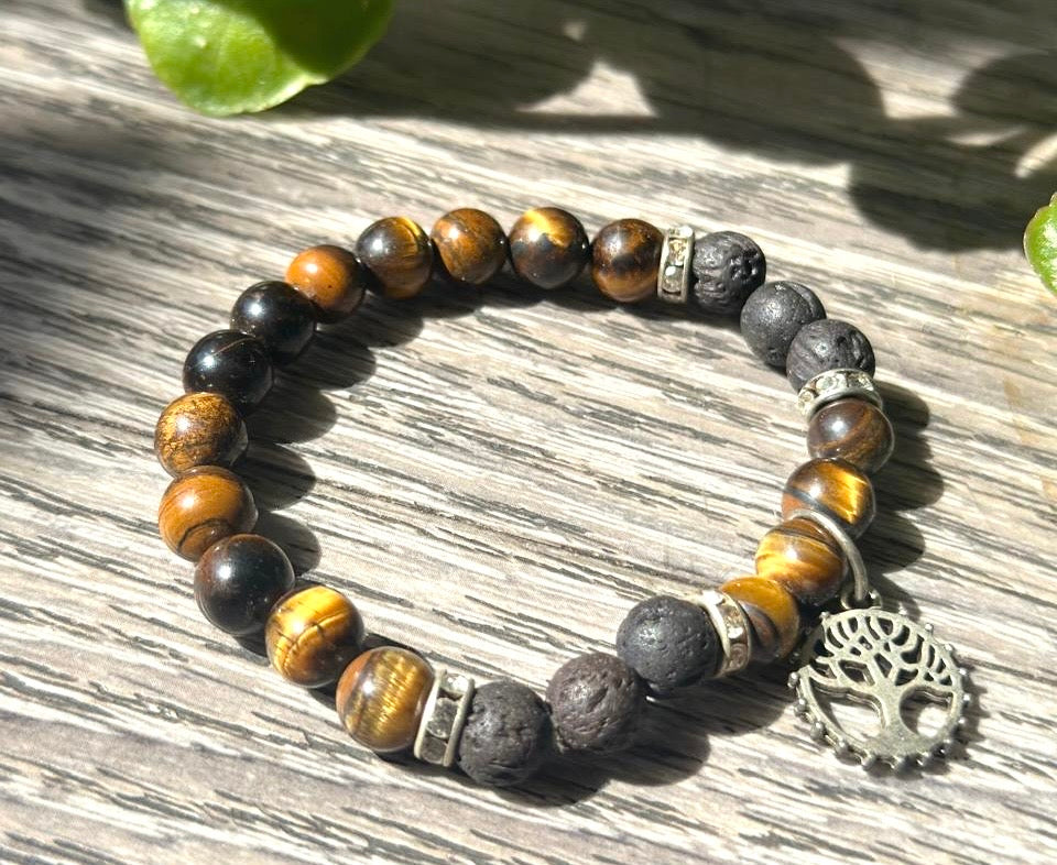 Tiger’s Eye Tree of Life Bracelet – 8mm