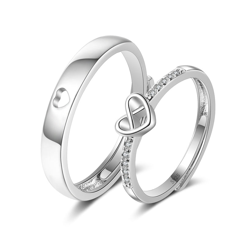 Silver Plated Couple Love Zircon Ring