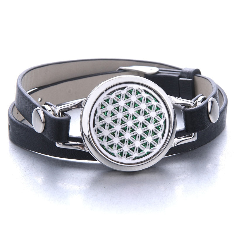 Oil Diffuser Locket Leather Bracelet