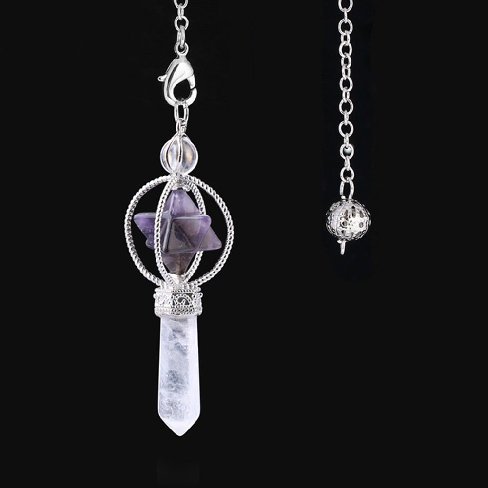 YOGA DOWSING AMULET CHARM HEALING CRYSTAL CHAIN PENDULUM