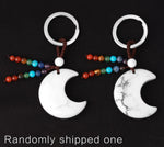 Natural Stone 7 Chakra Keychain Healing Moon Star
