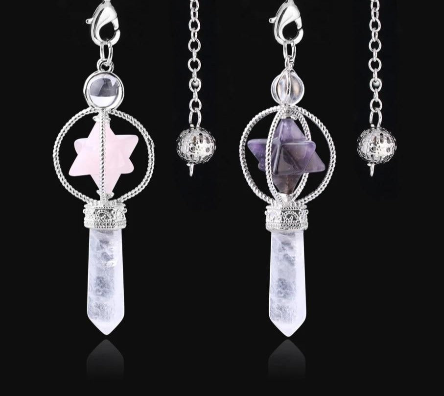 Dowsing Pendulum Quartz Natural Stone Crystal Pink Reiki Healing Pendula Pendant
