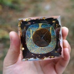 HANDMADE Tiger Eye Crystal Sphere & Obsidian Quartz Orgone Pyramid 60MM Reiki Energy Healing Chakra Meditation