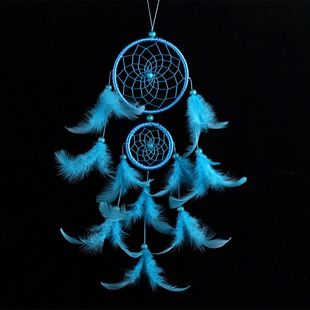 Handmade Lace Dream Catcher Feather Bead Hanging Decoration Ornament Gift Colorful Craft Dreamcatcher Heart Wind Chimes