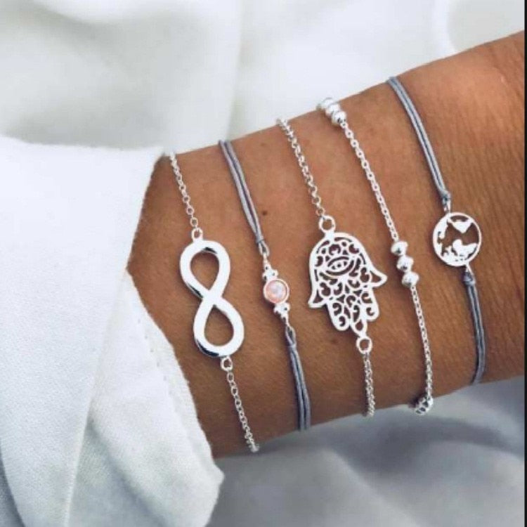 Bohemian Bracelets & Bangles Set Vintage Bead Boho Charm Bracelet