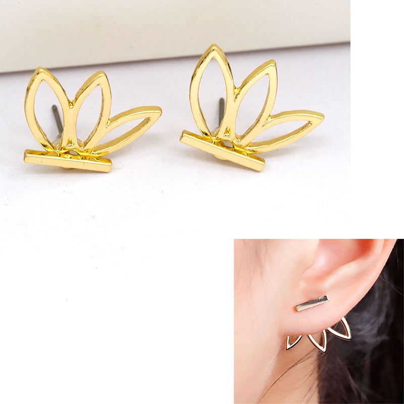 Luxury Gold Color Colorful Crystal Bow Stud Earrings