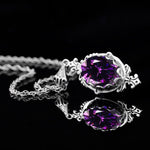 Carved Purple Gems Pendants Necklace