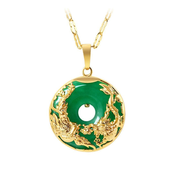 14K Gold Necklace Emerald Pendants