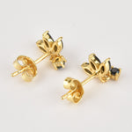 Three Zircon Purple Stud Earring