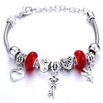 Antique Original Crown key lock Shape 6 colors Charm Bracelets