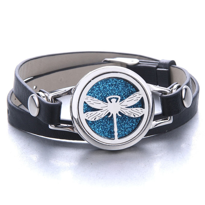 Oil Diffuser Locket Leather Bracelet