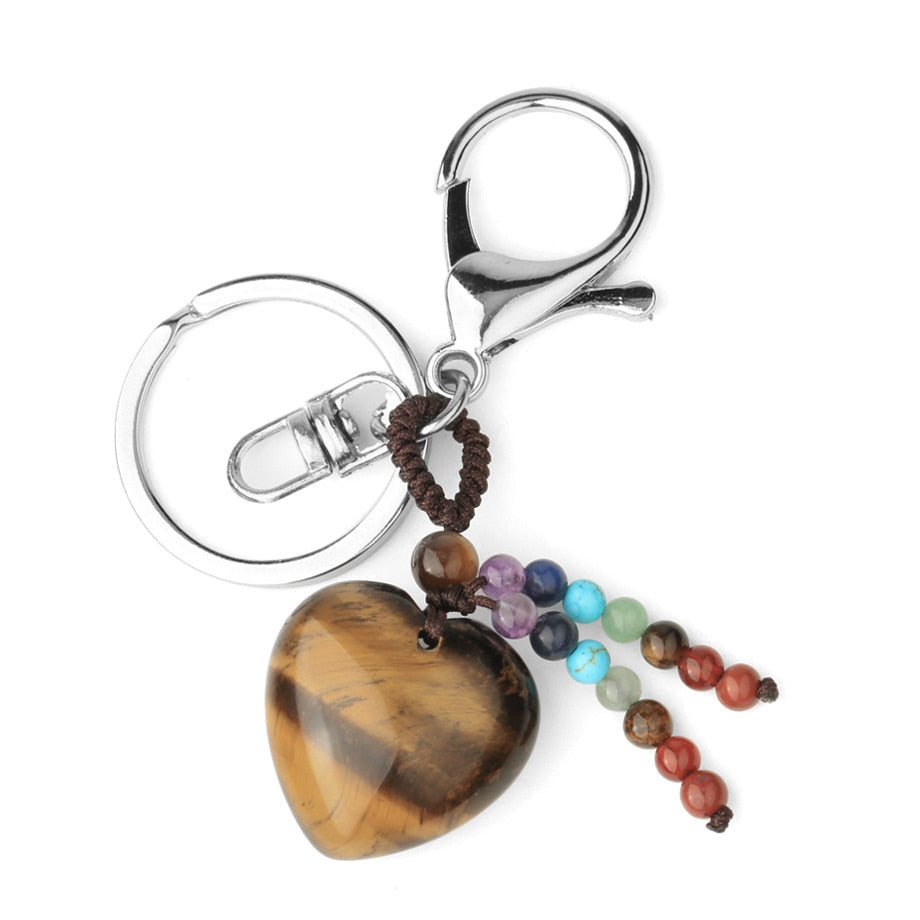  Pink Quartz Tiger Eye Keyring