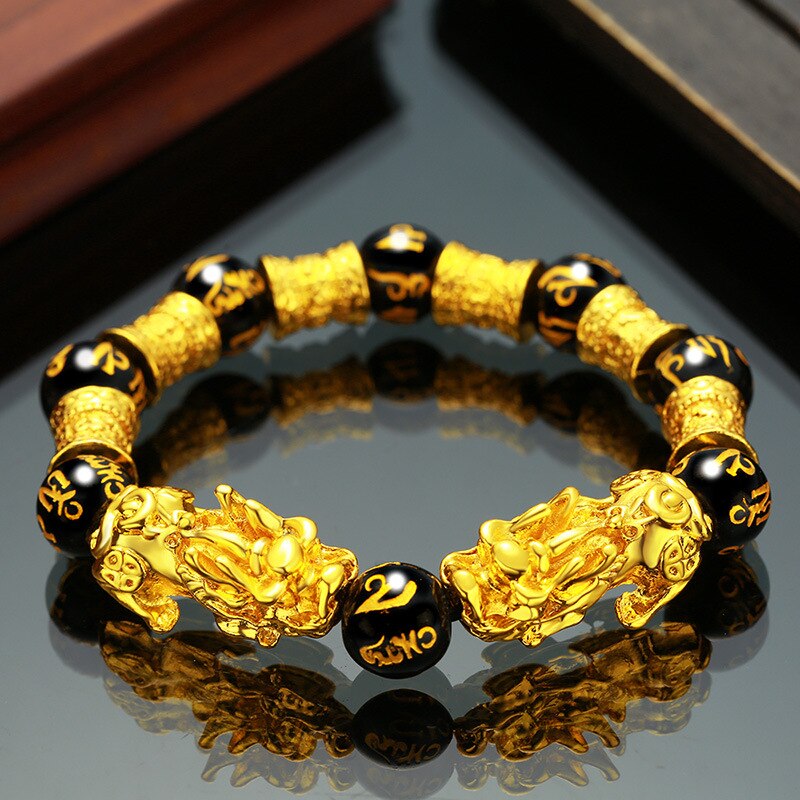 Feng Shui Obsidian Stone Beads Chakra Bracelet – Crystal Candle Hub