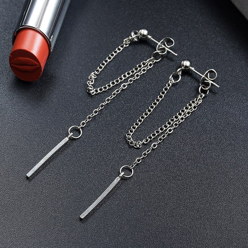 Long Crystal Tassel Gold Color Dangle Earrings