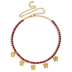 Iced Out Butterfly Choker Necklaces For Women
