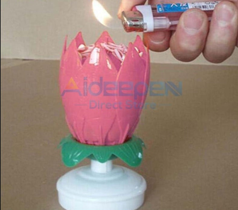 Cake Candle Lotus Flower Musical Candle