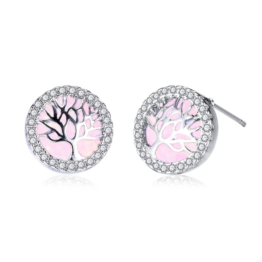 Tree Of Life Cubic Zirconia Stud Earrings