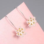 925 sterling silver Long Flower Earrings