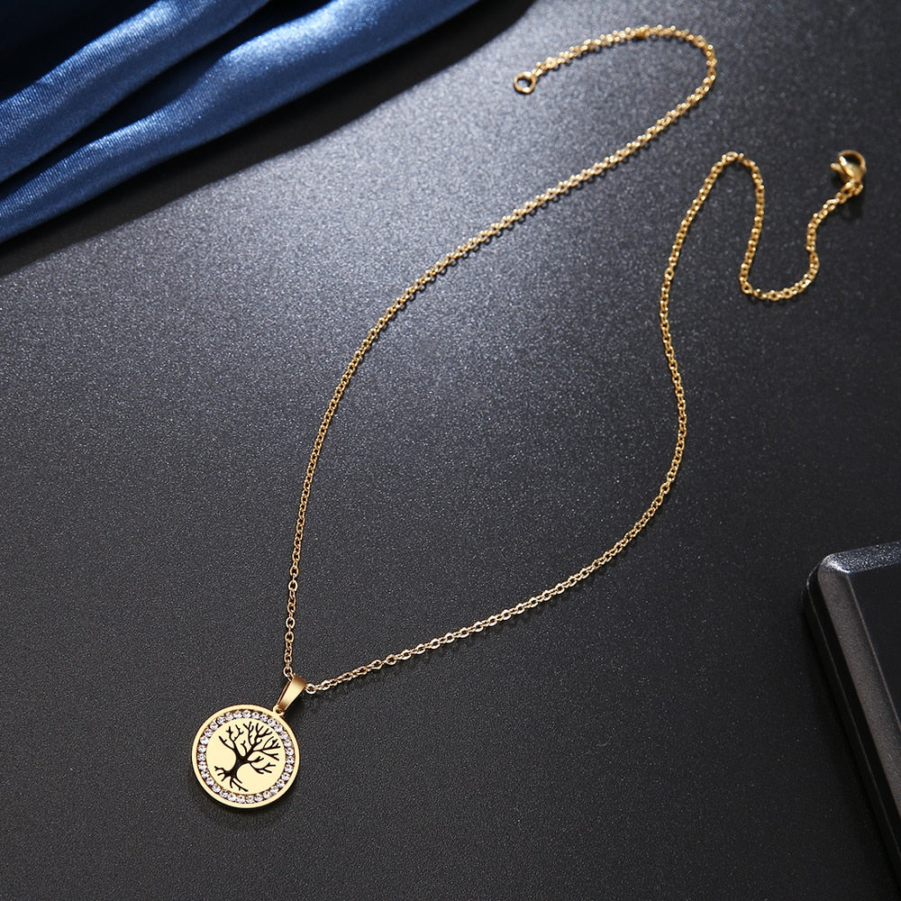 316L stainless steel Life Tree NEW Crystal Rhinestone Necklaces