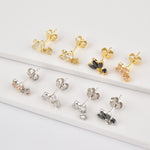 Three Zircon Purple Stud Earring