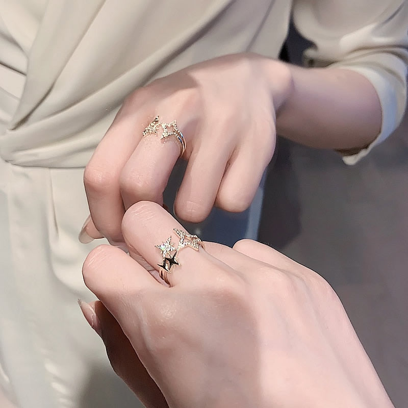 Zircon star opening women's Finger Ring