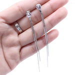 Long Crystal Tassel Gold Color Dangle Earrings