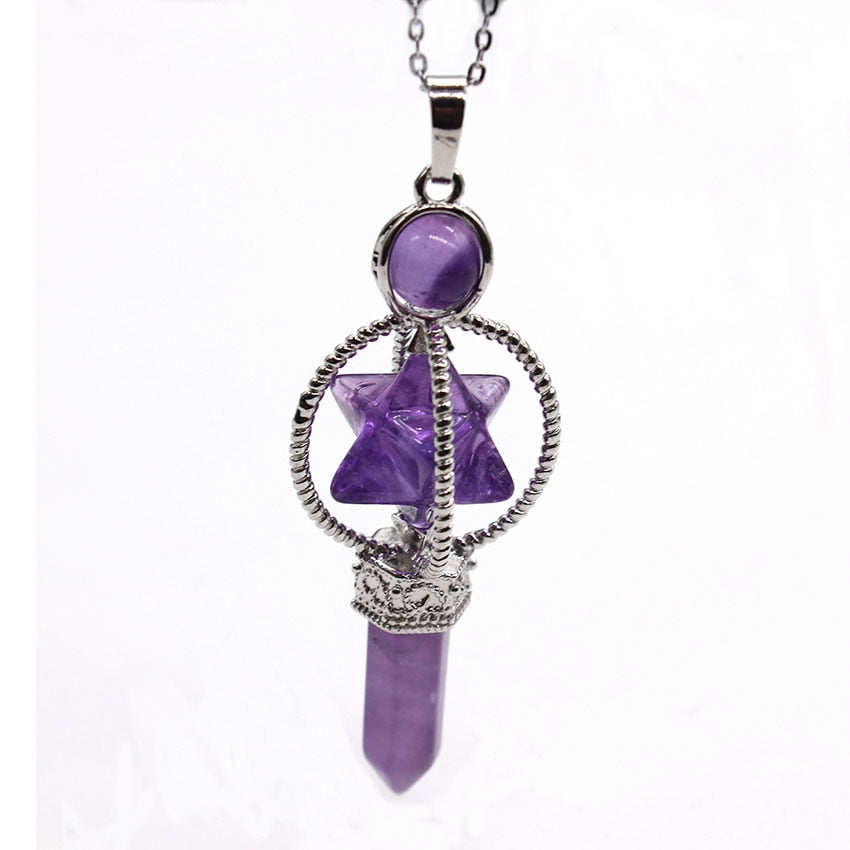 Chakra Sacred Reiki Hexagon Pendulum Pendant 
