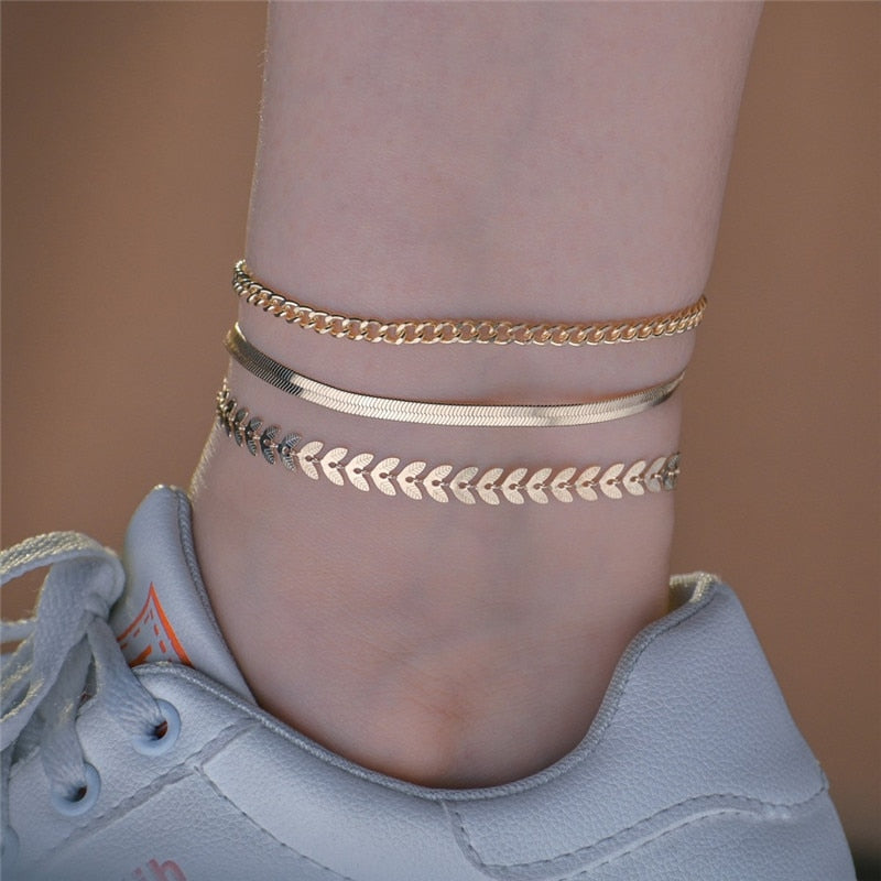 3Pcs Set Vintage Boho Anklets For Women 