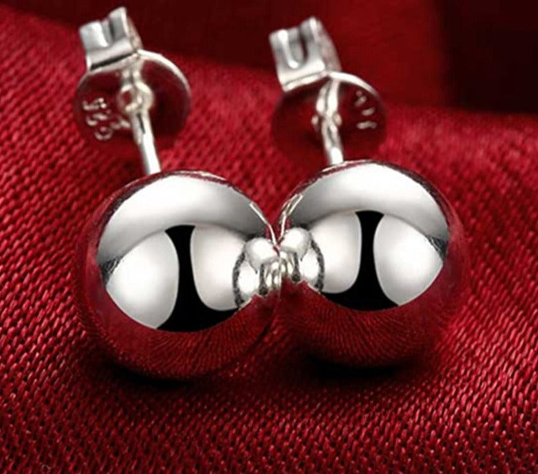 Round Smooth Solid Bead Ball Stud Earrings