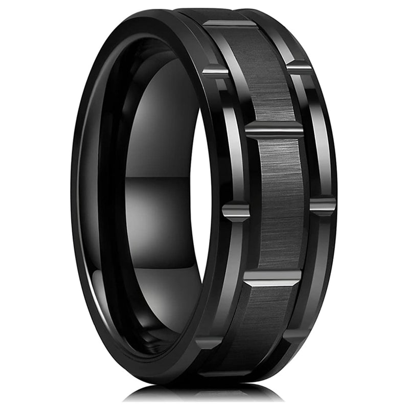 Men's Fashion Simple Tungsten Carbide Gold Color Grooved Ring