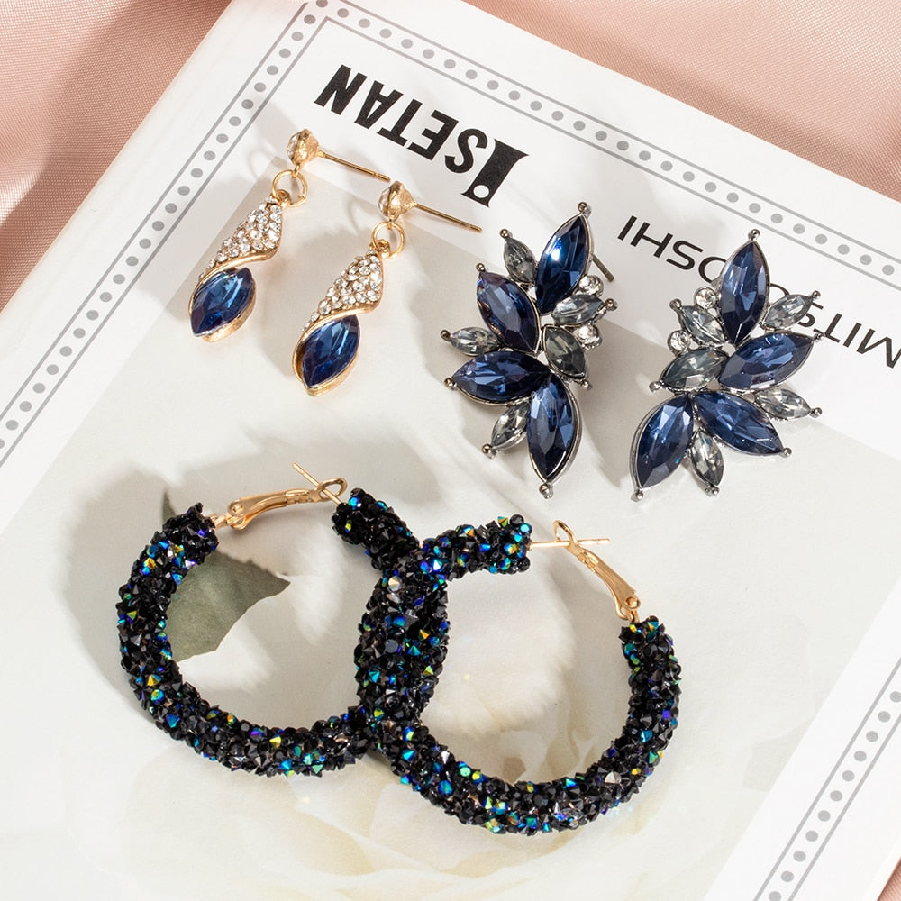 Fashion Crystal Water Drop Dangle Earrings