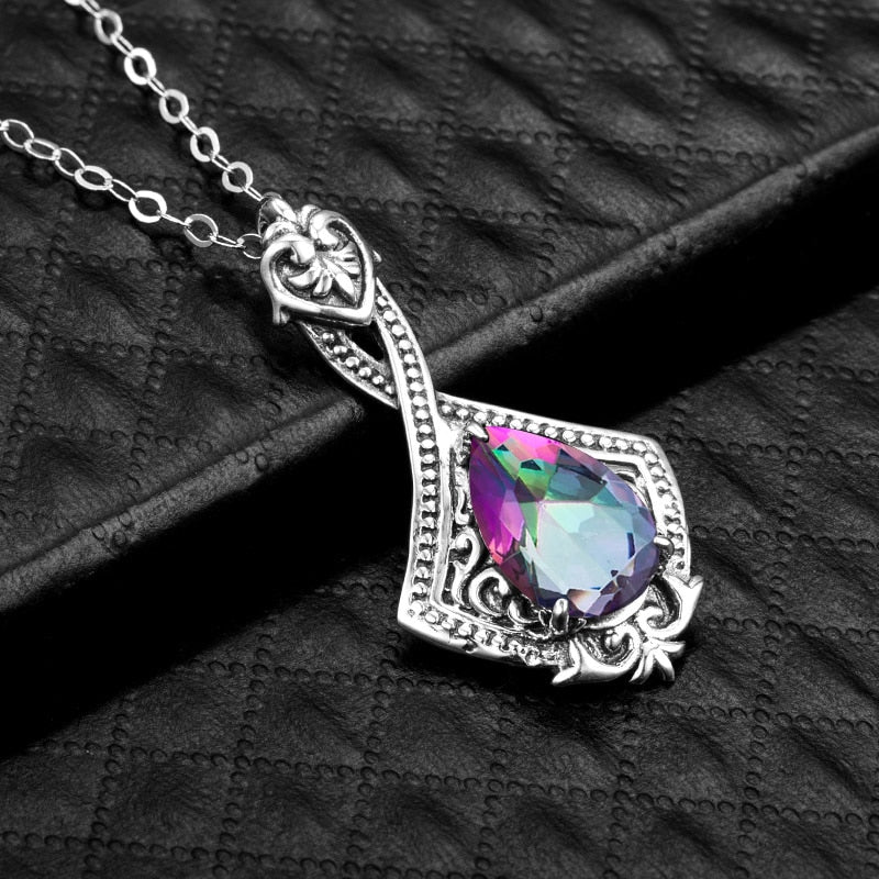 925 Silver Pendant Vintage Gemstone Pendant Necklace