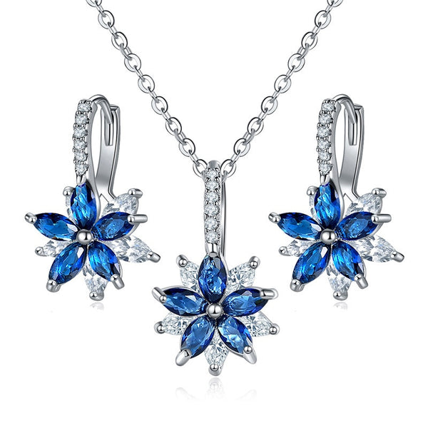 Flowers Bridal Jewelry Sets Necklace Earrings