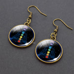 Chakra Spiritual Healing Glass Dangle Earrings