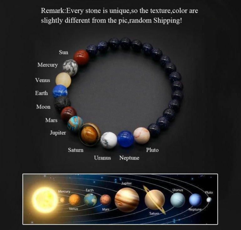 Universe Solar System Bracelet Natural Stone Eight Planets For Men And Women