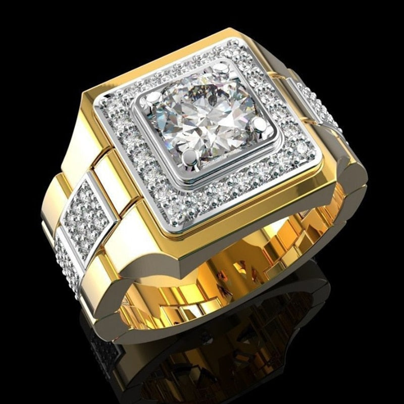 Gold 2.0 Carat White Crystal CZ Ring