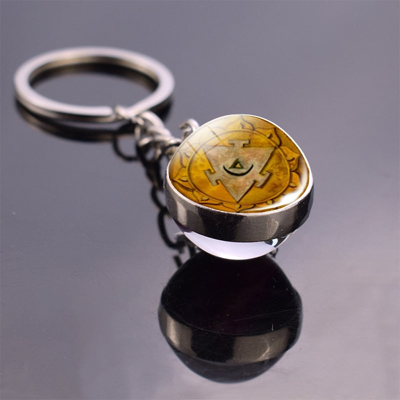 7 Chakra Yoga Meditation Glass Ball Key Chain