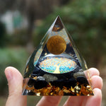 HANDMADE Tiger Eye Crystal Sphere & Obsidian Quartz Orgone Pyramid 60MM Reiki Energy Healing Chakra Meditation