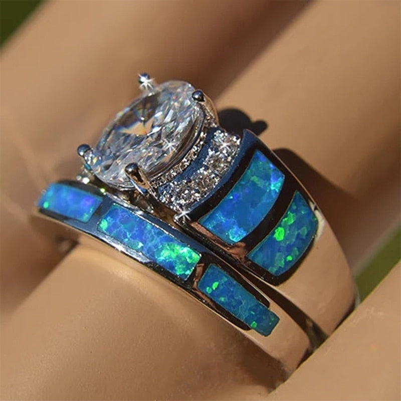 Oval CZ Ring Sets for Women