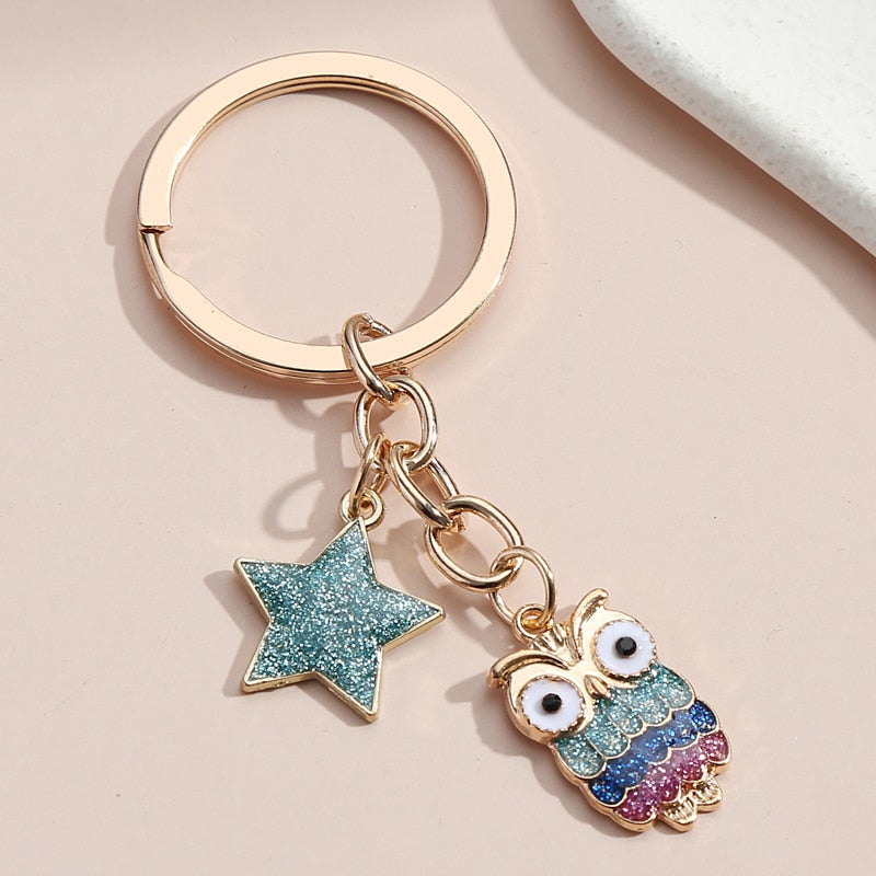 Cute Owl Star Key Ring